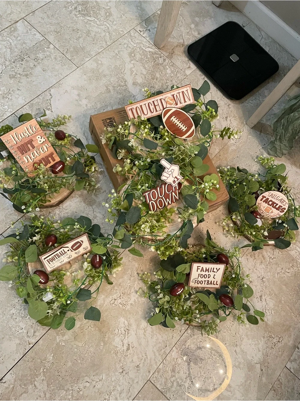 Football Party Centerpieces (Set of 6) Rustic First Year Down Birthday